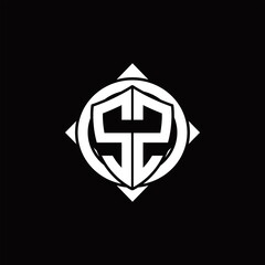 SZ Logo monogram isolated circle rounded with compass shape