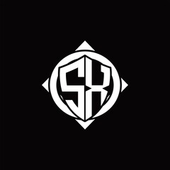 SX Logo monogram isolated circle rounded with compass shape