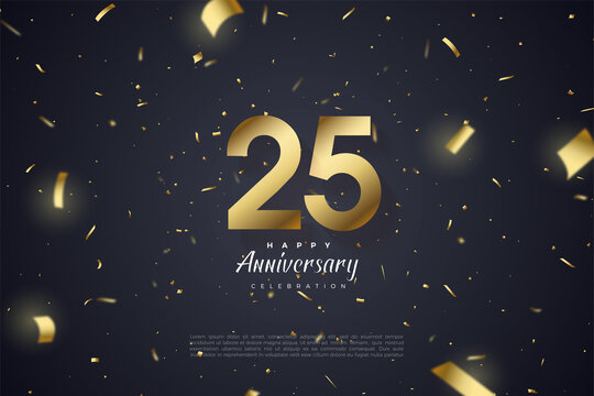 25th anniversary background with number illustration on outer space.