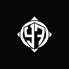 YF Logo monogram isolated circle rounded with compass shape