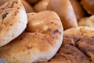 Tradition arabic bread - Pita, at city market