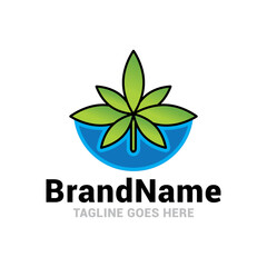 Cannabis hemp oil marijuana logo icon vector template with gradient color collection.