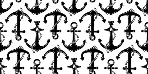 Anchor seamless pattern vector boat helm pirate maritime Nautical scarf isolated ocean sea repeat wallpaper tile background illustration design