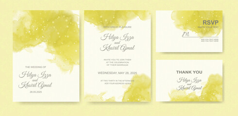 Fototapeta na wymiar Watercolor wedding invitation card