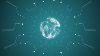 Technology background of plexus effect on abstract digital connection dots and lines 3d photo.