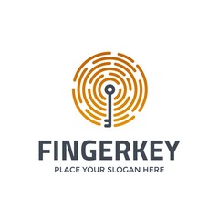 Finger print vector logo template. This design use key symbol. Suitable for protection.