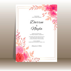 Beautiful wedding invitation card with burgundy flower decoration