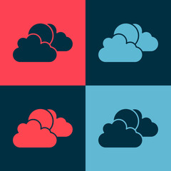 Pop art Sun and cloud weather icon isolated on color background. Vector.