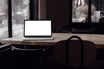 Blank screen laptop computer and Working with mobile device screen template