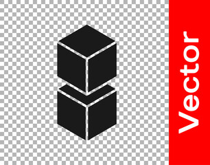 Black Blockchain technology icon isolated on transparent background. Cryptocurrency data. Abstract geometric block chain network technology business. Vector.