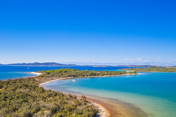 Sunny Adriatic coastline, archipelago of island of Dugi Otok in Croatia