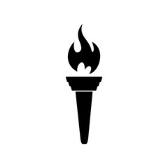 Burning torch with fire icon isolated on white background