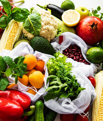 A variety of organic fruits and vegetables