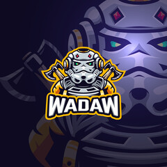 Warrior robot esport gaming logo template
