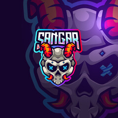 Skull futuristic esport gaming logo template © amrikhsn