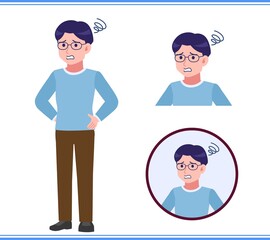 A smart young man with round glasses