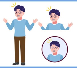 A smart young man with round glasses