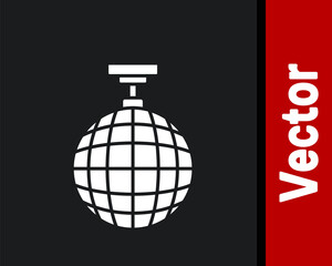 White Disco ball icon isolated on black background. Vector.