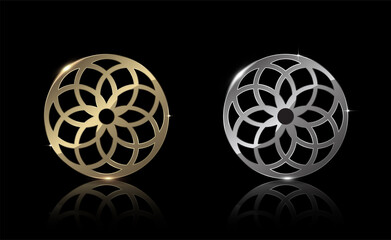 Gold and Silver Circle Shape, Exclusive, Premium, Luxury, Creative Design, Vector illustration.