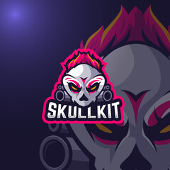 Skull kistune esport gaming logo template