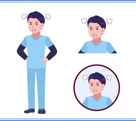 Male medical staff dressed in blue