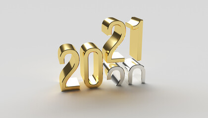 Obraz premium Gold and Silver 2021 New Year 3d Illustration