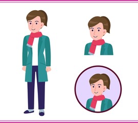 Young woman in a green coat