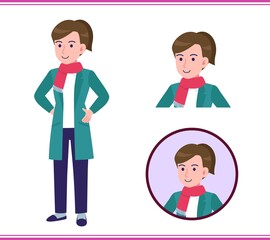 Young woman in a green coat