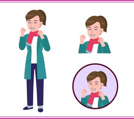 Young woman in a green coat