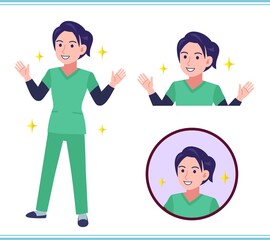 Fototapeta premium Young female nurse in green clothes