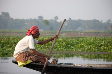 a ferryman of majhi in bengali of west bengal in action