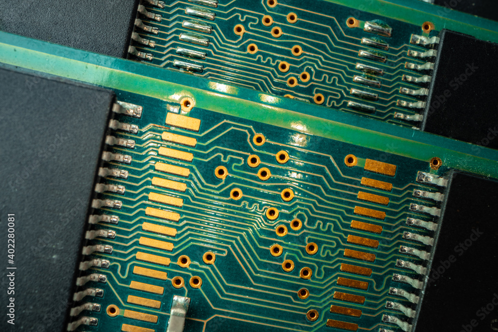 Poster macro photo of electronic circuit board in computer
