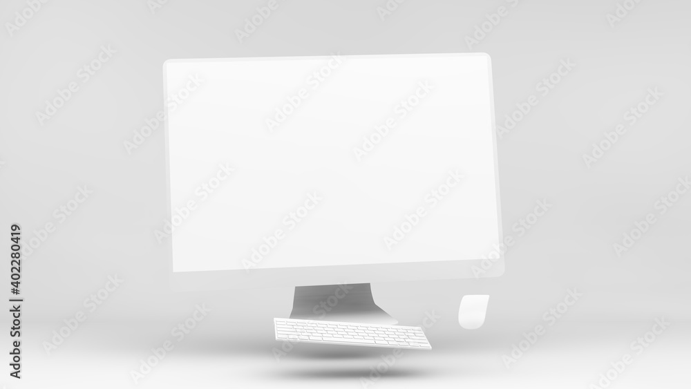 Fototapete minimal floating 3d rendering computer mockup