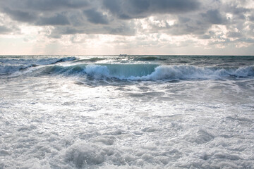 Beautiful blue waves on the sea