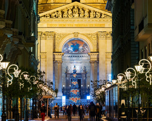 St Stephen Basilica at christmas time. Splendid giant christmas tree is there. Created a Beautiful...