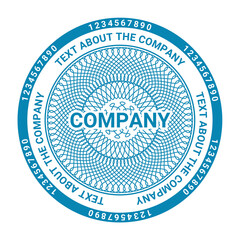 Seal design for a document company, guilloche elements, vector