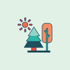 tree forest camping Colored Filled line icon vector illustration