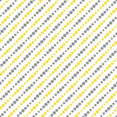 Illuminating yellow and ultimate gray seamless diagonal striped pattern, vector illustration. Seamless pattern with yellow and gray lines of dots on white. Dotted stripes geometric background