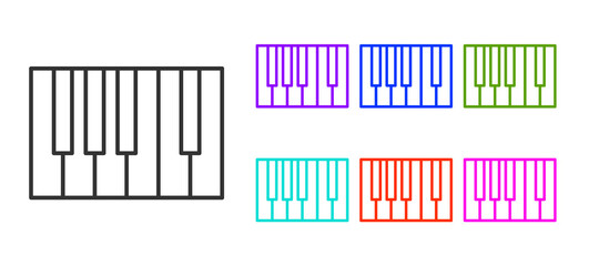 Black line Grand piano icon isolated on white background. Musical instrument. Set icons colorful. Vector.