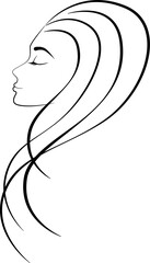 Beautiful girl face profile isolated icon. Vector sketching illustration.