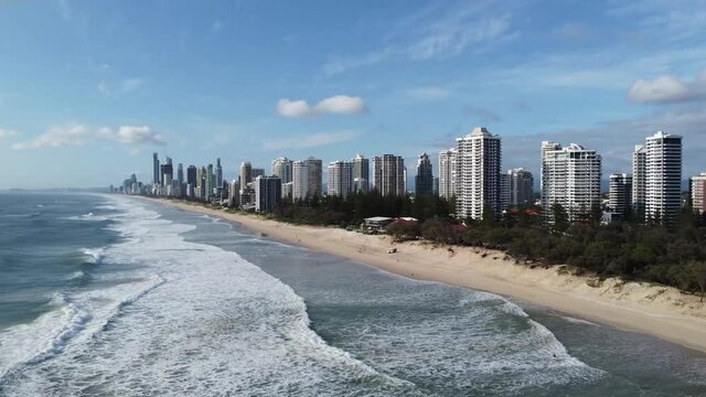 drone view from the surfers paradise beach goldcoast
