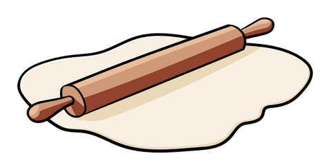 Wooden Rolling Pin and Dough