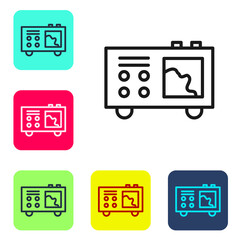 Black line Spectrometer icon isolated on white background. Set icons in color square buttons. Vector.