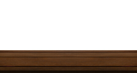 Wood top table on isolated white background.