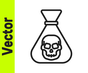 Black line Pirate coin icon isolated on white background. Vector.