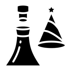 Drink with Party Hat Design, Celebration Decoration Elements Concept Vector Icon Design, Happy New Year 2021 Symbol on white background, HNY Wishes Sign,