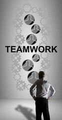 Teamwork concept watched by a businessman