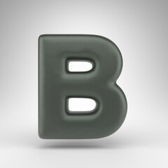 Letter B uppercase on white background. Anodized green 3D letter with matte texture.