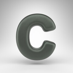 Letter C uppercase on white background. Anodized green 3D letter with matte texture.