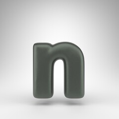 Letter N lowercase on white background. Anodized green 3D letter with matte texture.
